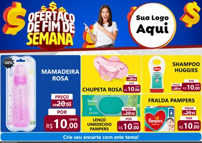 Modelo de Encarte para Encarte A4 Horizontal com o tema Ofertaço de Fim de Semana para Bebês