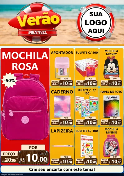 Modelo de Encarte para Encarte A4 Vertical com o tema Verão Imbatível para Papelaria
