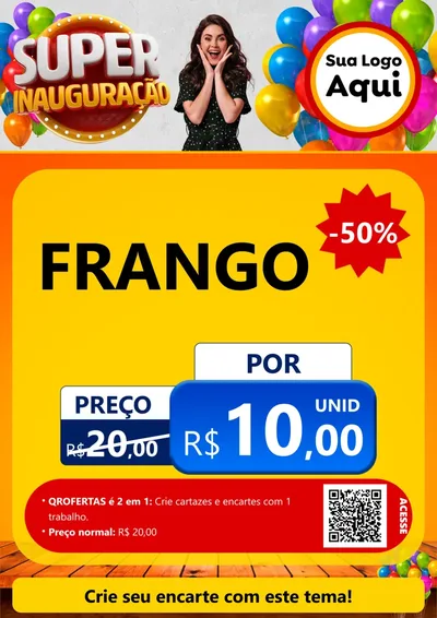 Modelo de Cartaz para Cartaz A4 Vertical com o tema Super Inauguração para Assados