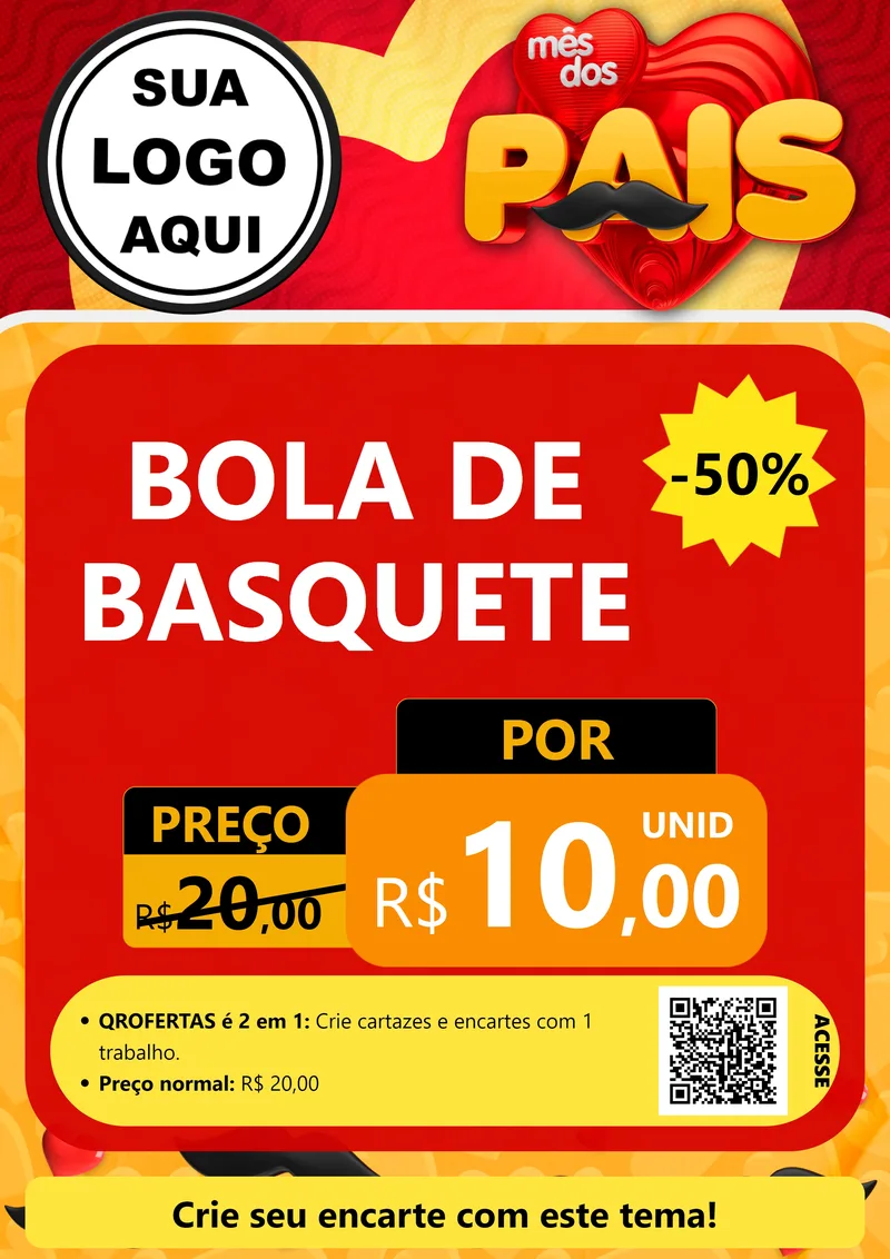 Modelo de Cartaz para Cartaz A4 Vertical com o tema Mês Dos Pais para Artigos Esportivos