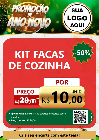 Modelo de Cartaz para Cartaz A4 Vertical com o tema Promoção de Ano Novo para Utilidades Domésticas