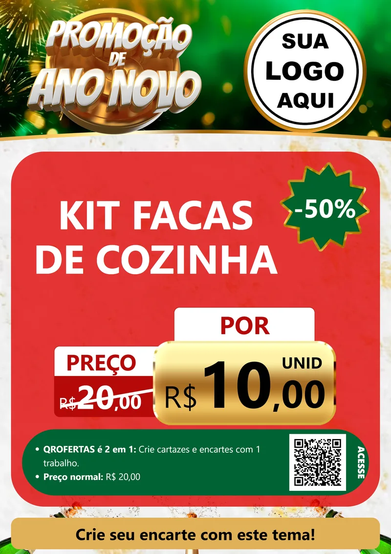 Modelo de Cartaz para Cartaz A4 Vertical com o tema Promoção de Ano Novo para Utilidades Domésticas