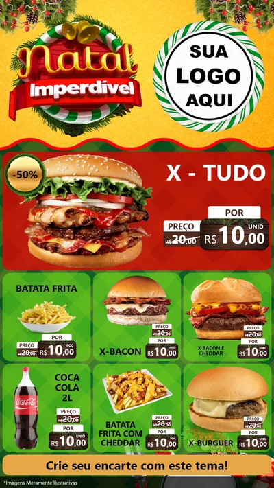 Modelo de Rede Social para Stories com o tema Natal Imperdível para Hamburgueria
