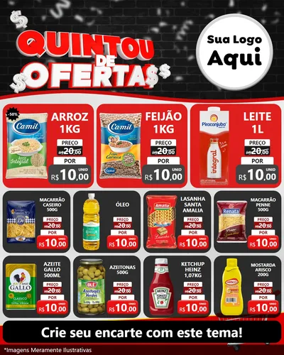 Modelo de Rede Social para Feed Instagram com o tema Quintou de Ofertas para Supermercado