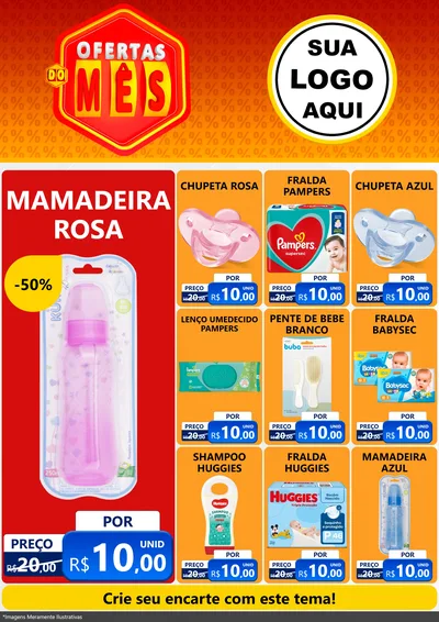 Modelo de Encarte para Encarte A4 Vertical com o tema Ofertas do Mês para Bebês