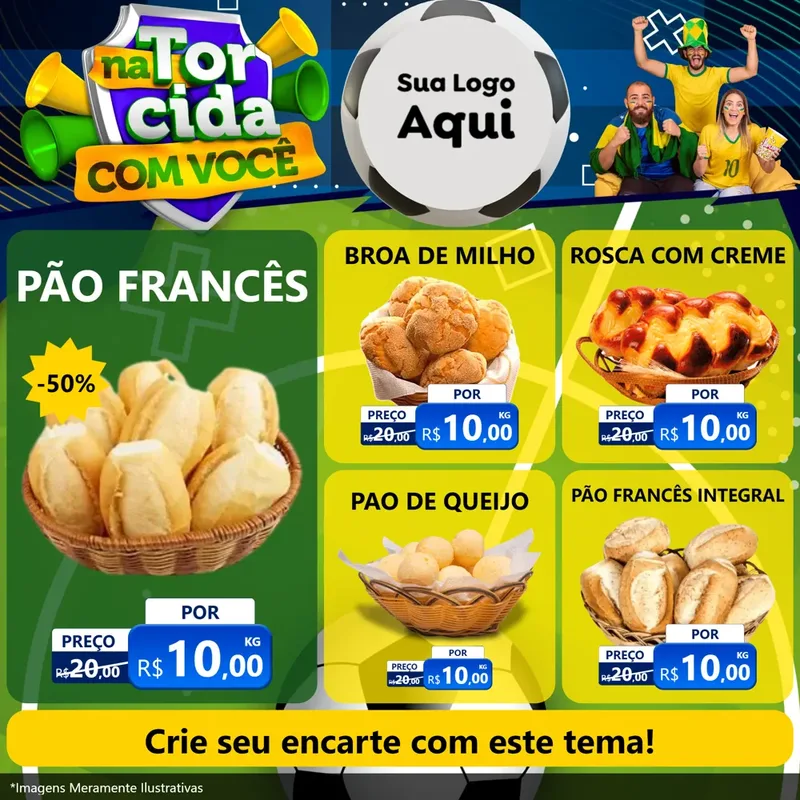 Modelo de Rede Social para Feed Facebook com o tema Na Torcida Com Você - Copa para Padaria