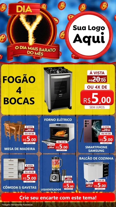 Modelo de Rede Social para Stories com o tema Dia Y - O Dia Mais Barato Do Mês para Móveis e Eletro