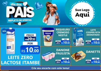 Modelo de Encarte para Encarte A4 Horizontal com o tema Dia Dos Pais Repleto de Ofertas para Frios e Laticínios