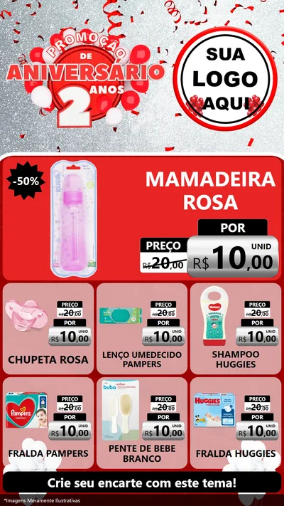 Modelo de Rede Social para Stories com o tema Promoção de Aniversário - 2 Anos para Bebês