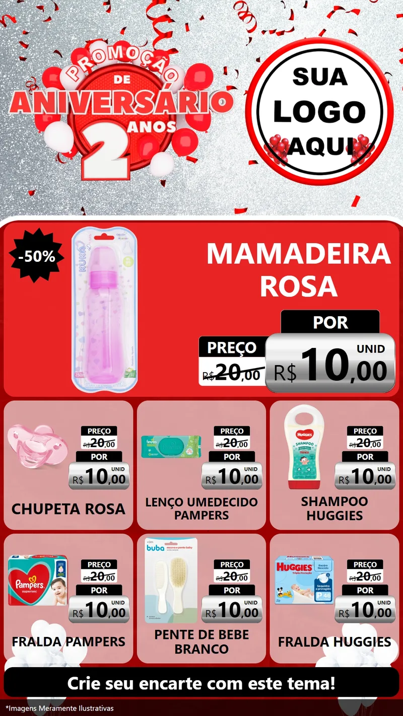 Modelo de Rede Social para Stories com o tema Promoção de Aniversário - 2 Anos para Bebês