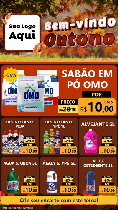 Modelo de Rede Social para Stories com o tema Bem-vindo Outono para Produtos de Limpeza