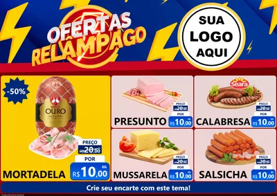 Modelo de Encarte para Encarte A4 Horizontal com o tema Ofertas Relâmpago para Frios e Laticínios