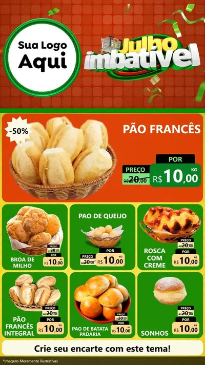 Modelo de Rede Social para Stories com o tema Julho Imbatível para Padaria