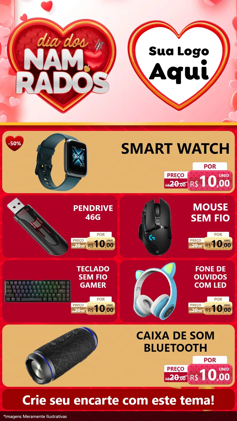 Modelo de TV para TV Vertical com o tema Dia dos Namorados para Informática