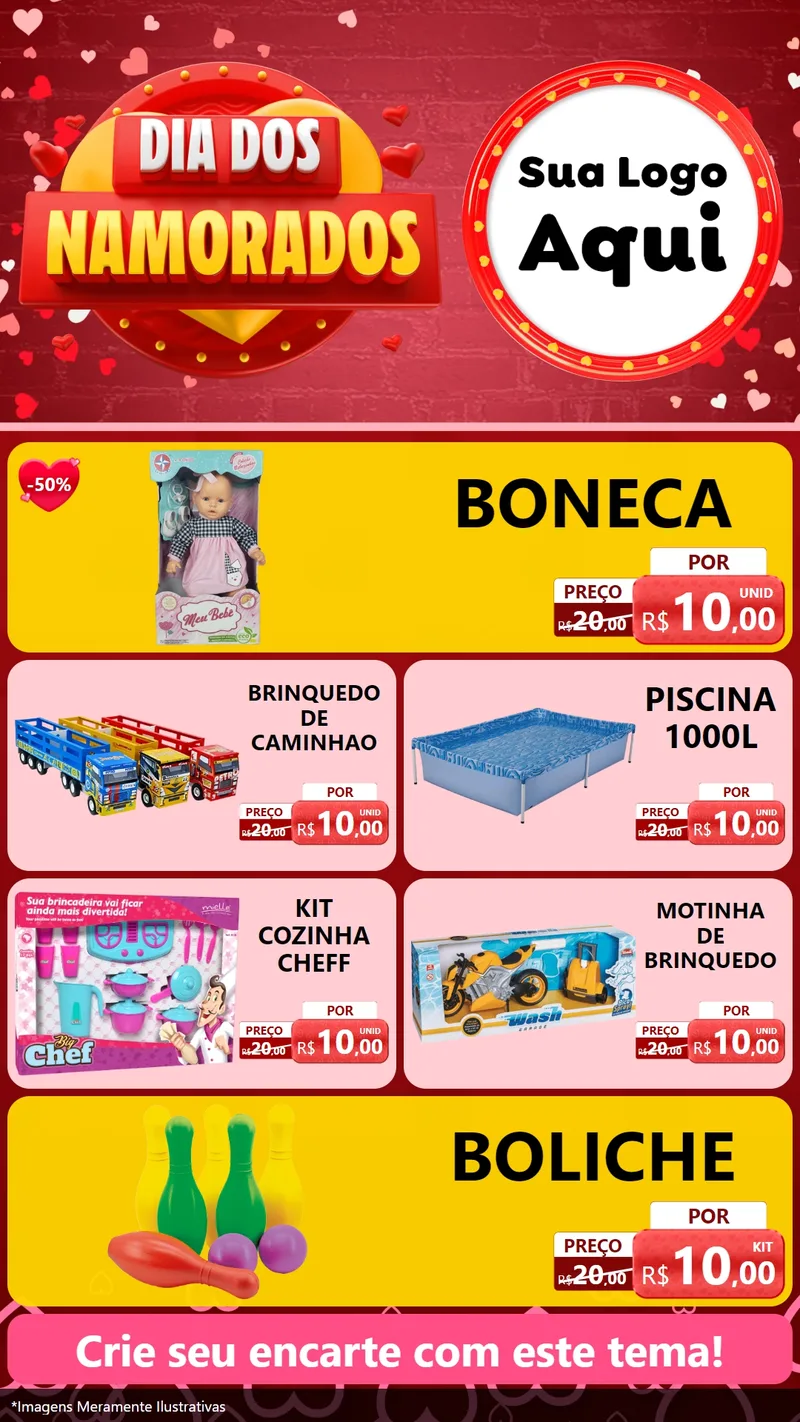 Modelo de TV para TV Vertical com o tema Dia Dos Namorados para Brinquedos