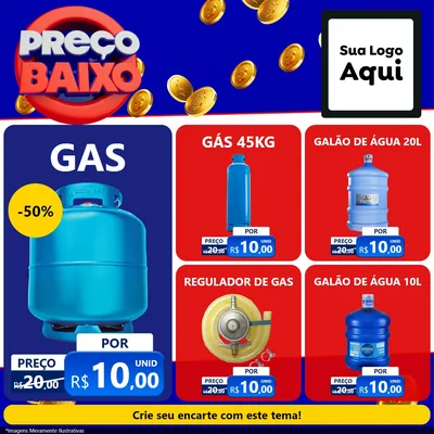 Modelo de Rede Social para Feed Facebook com o tema Preço Baixo para Água e gás