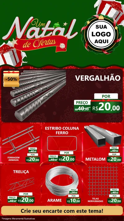 Modelo de Rede Social para Stories com o tema Um Natal de Ofertas para Ferragens