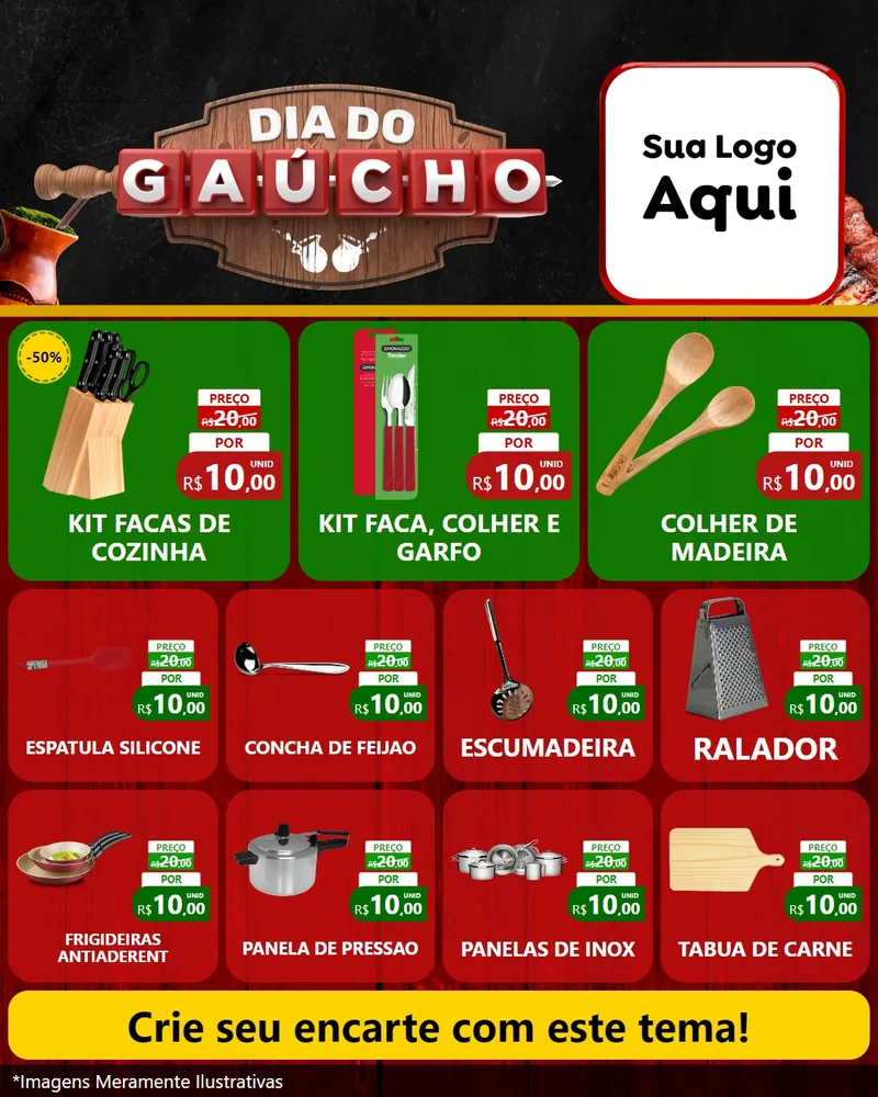 Modelo de Rede Social para Feed Instagram com o tema Dia do Gaúcho para Utilidades Domésticas