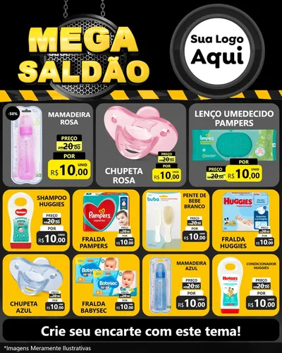 Modelo de Rede Social para Feed Instagram com o tema Mega Saldão para Bebês