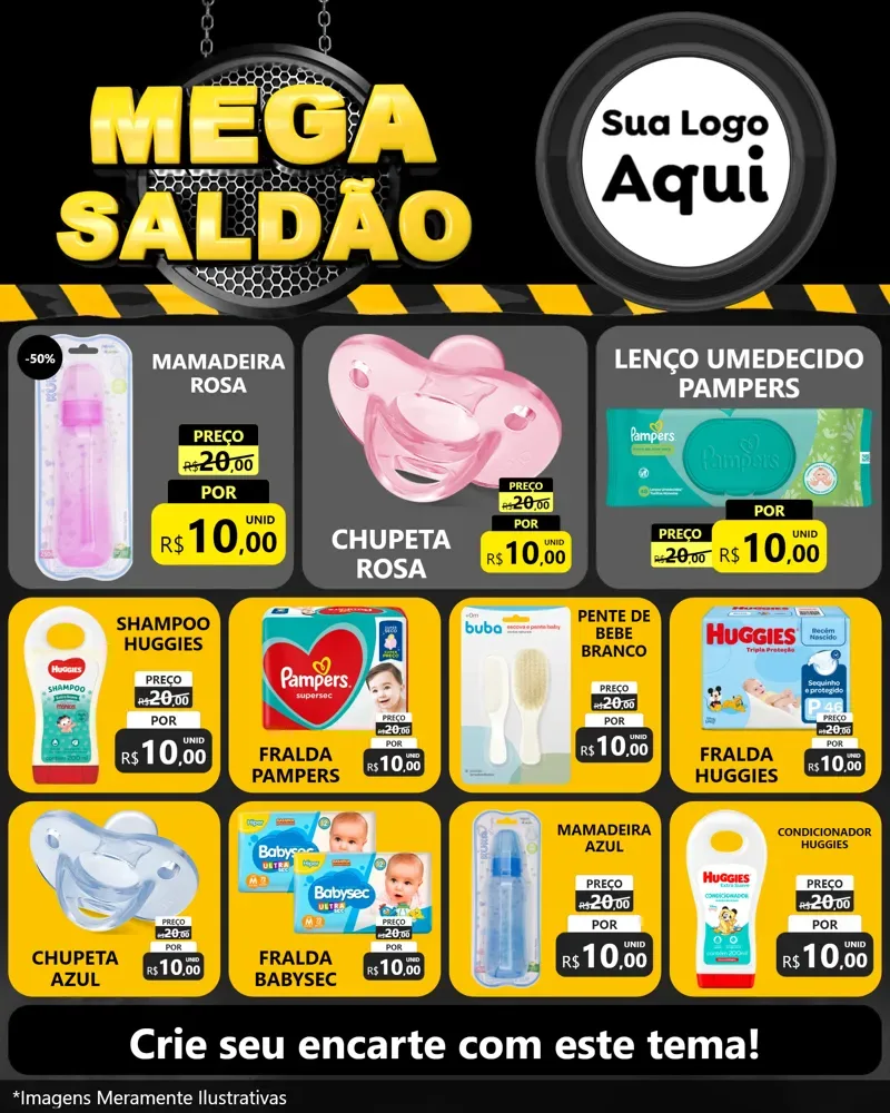 Modelo de Rede Social para Feed Instagram com o tema Mega Saldão para Bebês