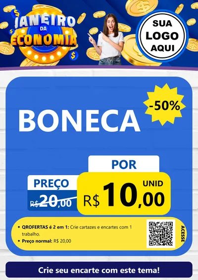 Modelo de Cartaz para Cartaz A4 Vertical com o tema Janeiro da Economia para Brinquedos