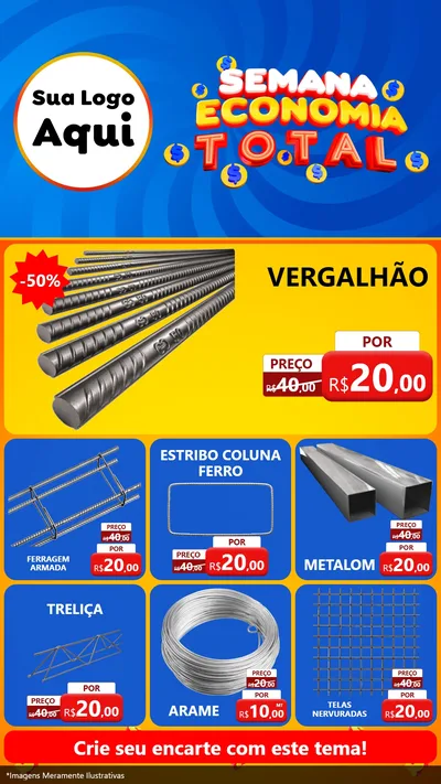 Modelo de Rede Social para Stories com o tema Semana Economia Total para Ferragens