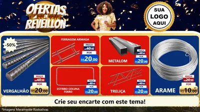 Modelo de TV para TV Horizontal com o tema Ofertas de Réveillon para Ferragens