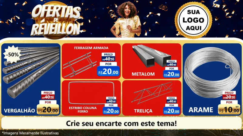 Modelo de TV para TV Horizontal com o tema Ofertas de Réveillon para Ferragens