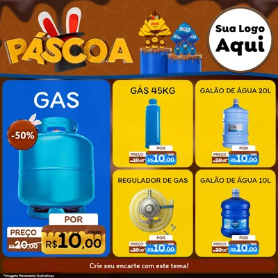 Modelo de Rede Social para Feed Facebook com o tema Páscoa para Água e gás