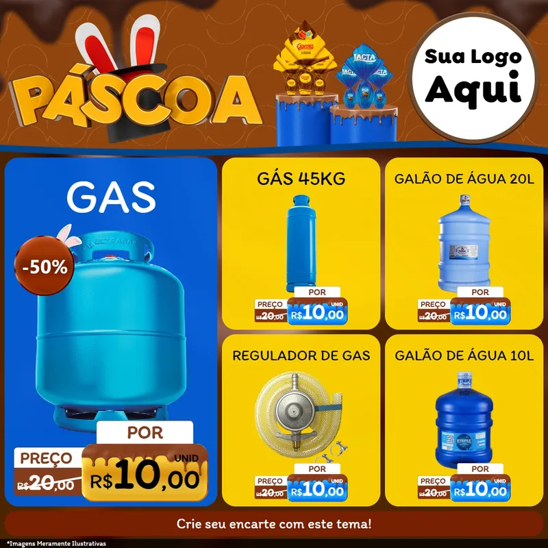 Modelo de Rede Social para Feed Facebook com o tema Páscoa para Água e gás