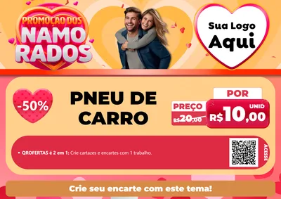 Modelo de Cartaz para Cartaz A4 Horizontal com o tema Promoção dos Namorados para Auto peças