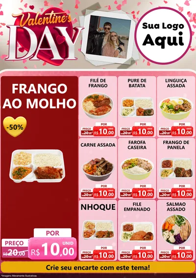 Modelo de Encarte para Encarte A4 Vertical com o tema Valentine's Day para Restaurante