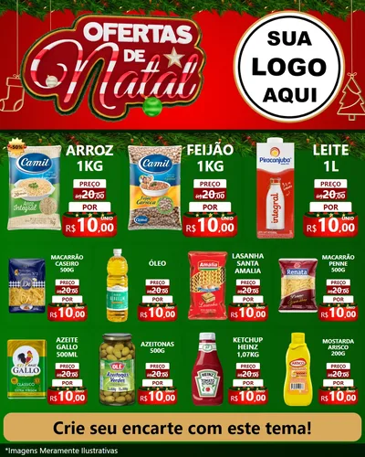 Modelo de Rede Social para Feed Instagram com o tema Ofertas de Natal para Supermercado