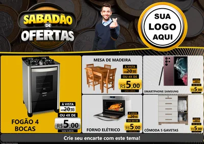 Modelo de Encarte para Encarte A4 Horizontal com o tema Sabadão de Ofertas para Móveis e Eletro
