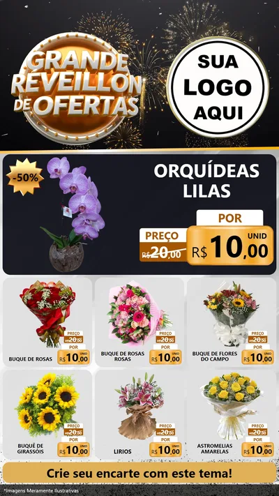 Modelo de Rede Social para Stories com o tema Grande Réveillon de Ofertas para Floricultura e jardim