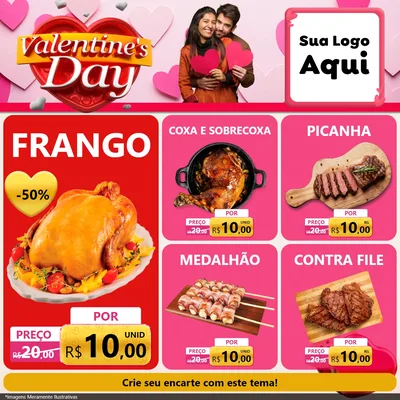 Modelo de Rede Social para Feed Facebook com o tema Valentine's Day para Assados