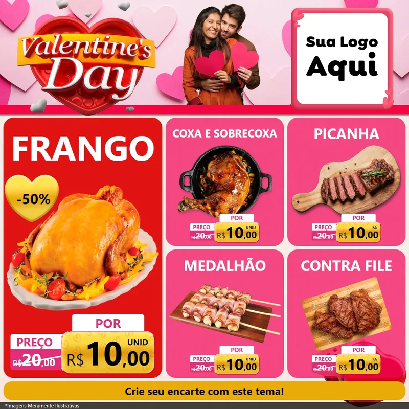 Modelo de Rede Social para Feed Facebook com o tema Valentine's Day para Assados