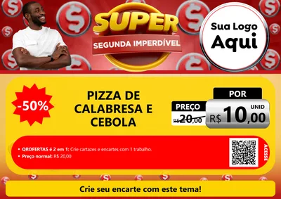 Modelo de Cartaz para Cartaz A4 Horizontal com o tema Super Segunda Imperdível para Pizzaria