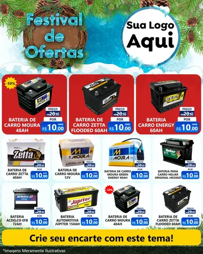 Modelo de Rede Social para Feed Instagram com o tema Festival de Ofertas - Inverno para Baterias Elétricas
