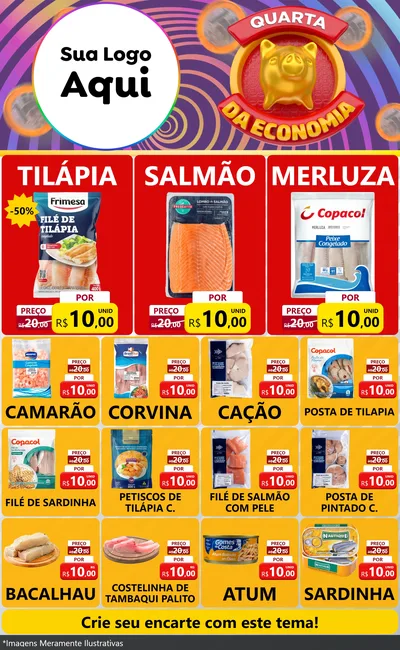 Modelo de Encarte para Encarte Grande com o tema Quarta da Economia para Peixaria