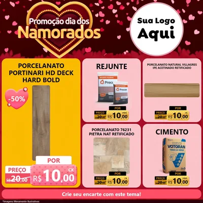 Modelo de Rede Social para Feed Facebook com o tema Promoção Dia Dos Namorados para Pisos e revestimentos