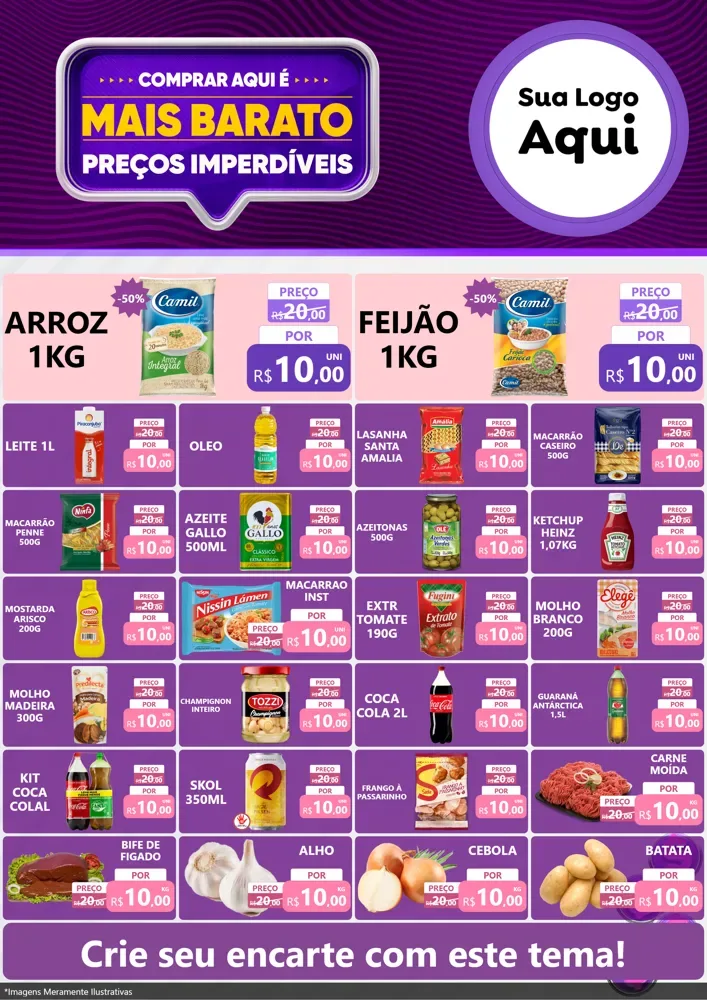 Modelo de Encarte para Encarte A4 Vertical com o tema Mais Barato para Supermercado