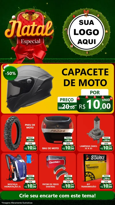 Modelo de Rede Social para Stories com o tema Natal Especial para Moto peças