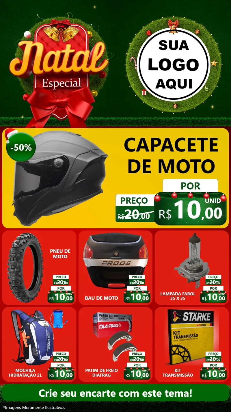 Modelo de Rede Social para Stories com o tema Natal Especial para Moto peças