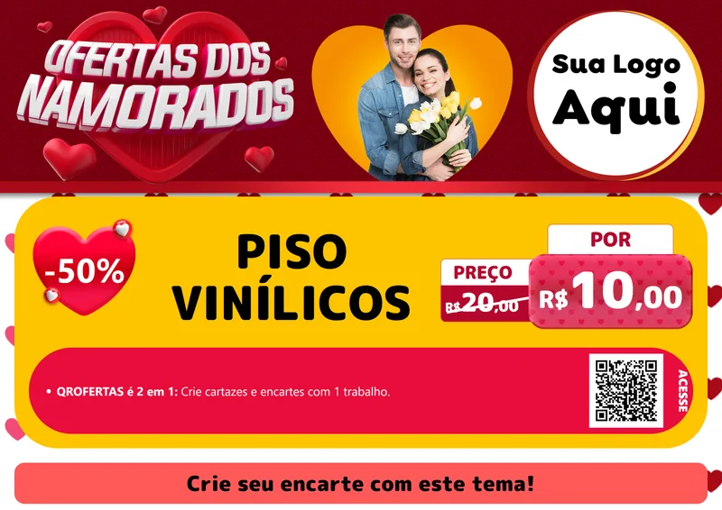 Modelo de Cartaz para Cartaz A4 Horizontal com o tema Ofertas Dos Namorados para Material para Construção