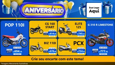 Modelo de TV para TV Horizontal com o tema Aniversário para Concessionaria de Motos