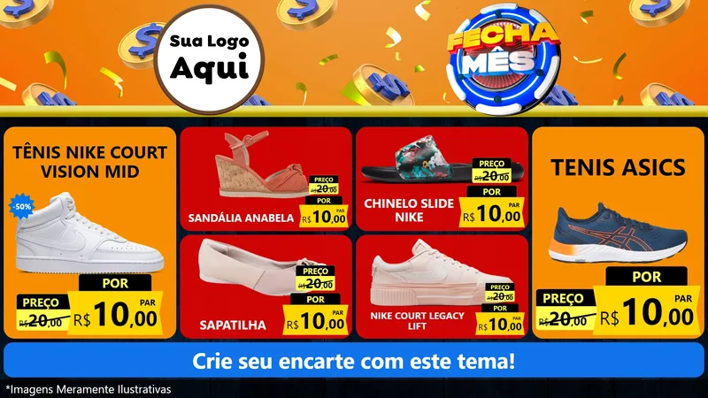 Modelo de TV para TV Horizontal com o tema Fecha Mês para Calçados