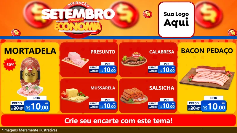 Modelo de TV para TV Horizontal com o tema Operação Setembro Com Muita Economia para Frios e Laticínios