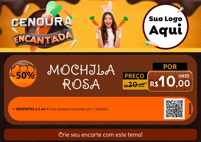 Modelo de Cartaz para Cartaz A4 Horizontal com o tema Cenoura Encantada - Páscoa para Papelaria