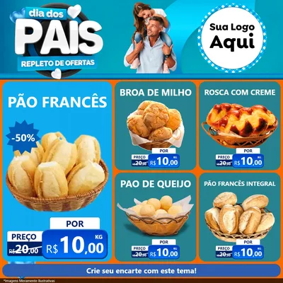 Modelo de Rede Social para Feed Facebook com o tema Dia Dos Pais Repleto de Ofertas para Padaria